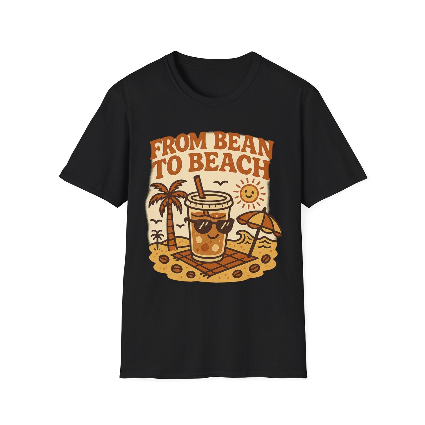 From Bean To Beach- Funny Coffee T-Shirt