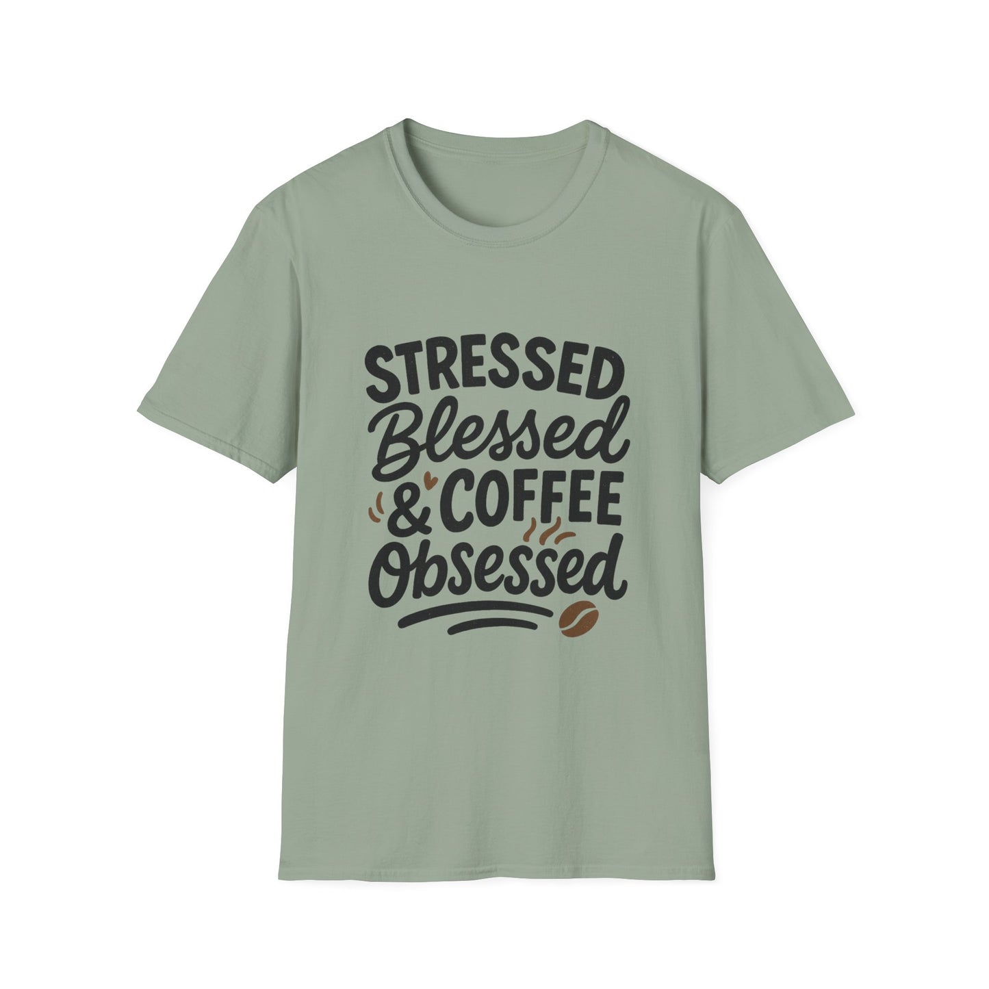 Stressed, Blessed & Coffee Obsessed - Funny Halloween Coffee T-Shirt