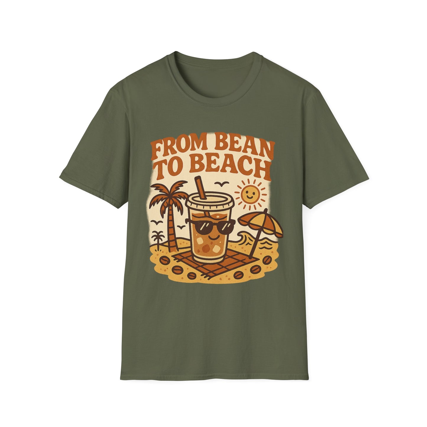From Bean To Beach- Funny Coffee T-Shirt