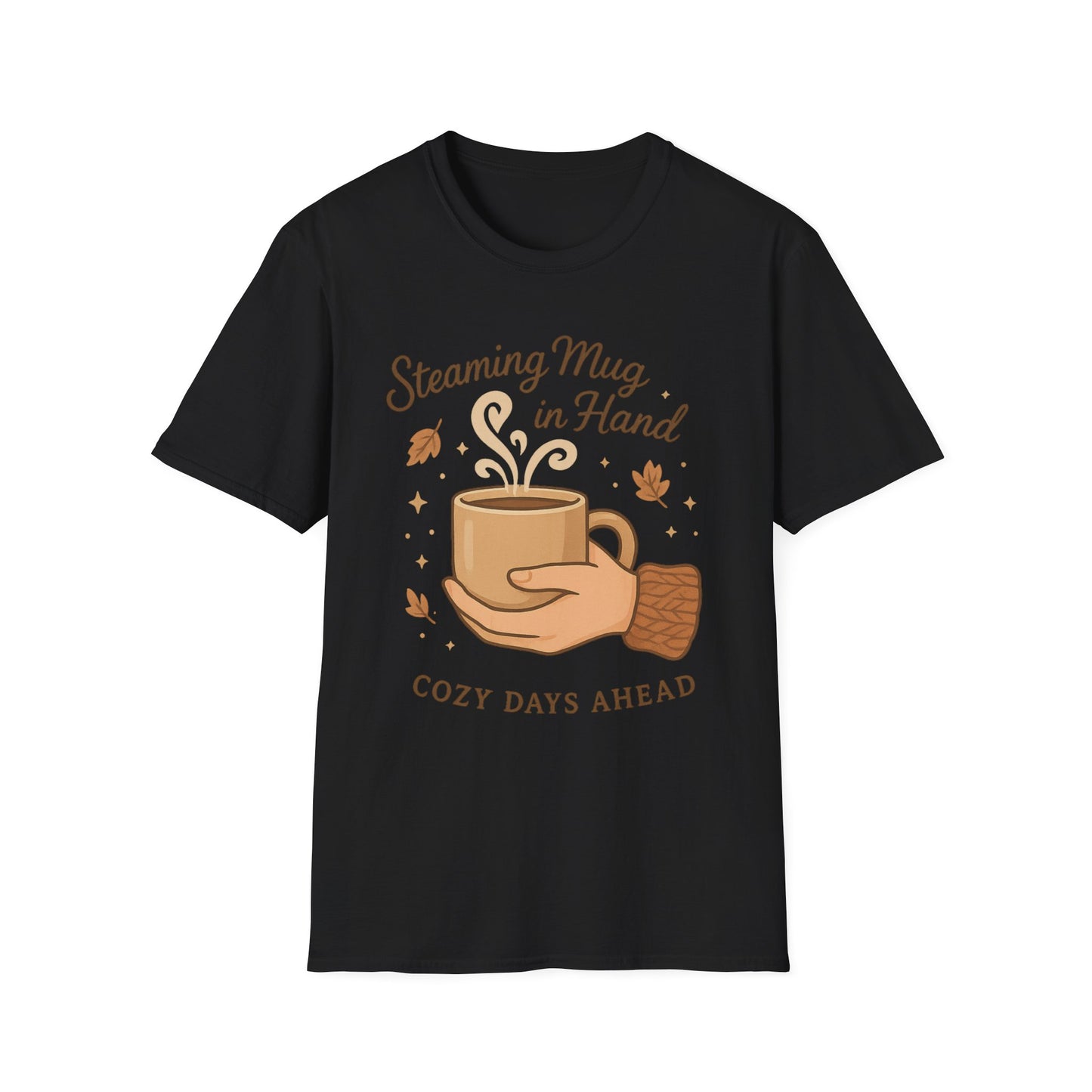 Steaming Mug In Hand - Funny Coffee T-Shirt