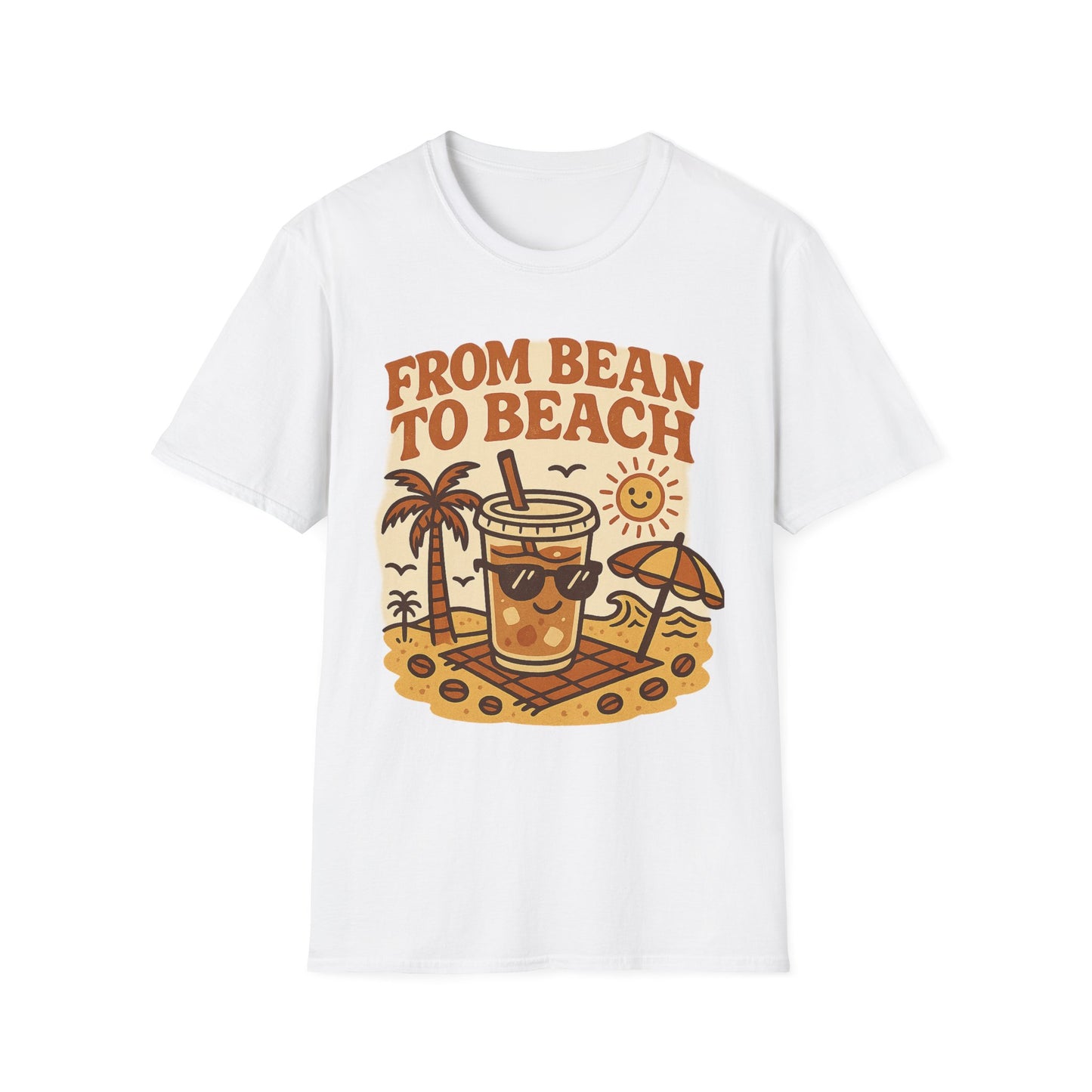 From Bean To Beach- Funny Coffee T-Shirt