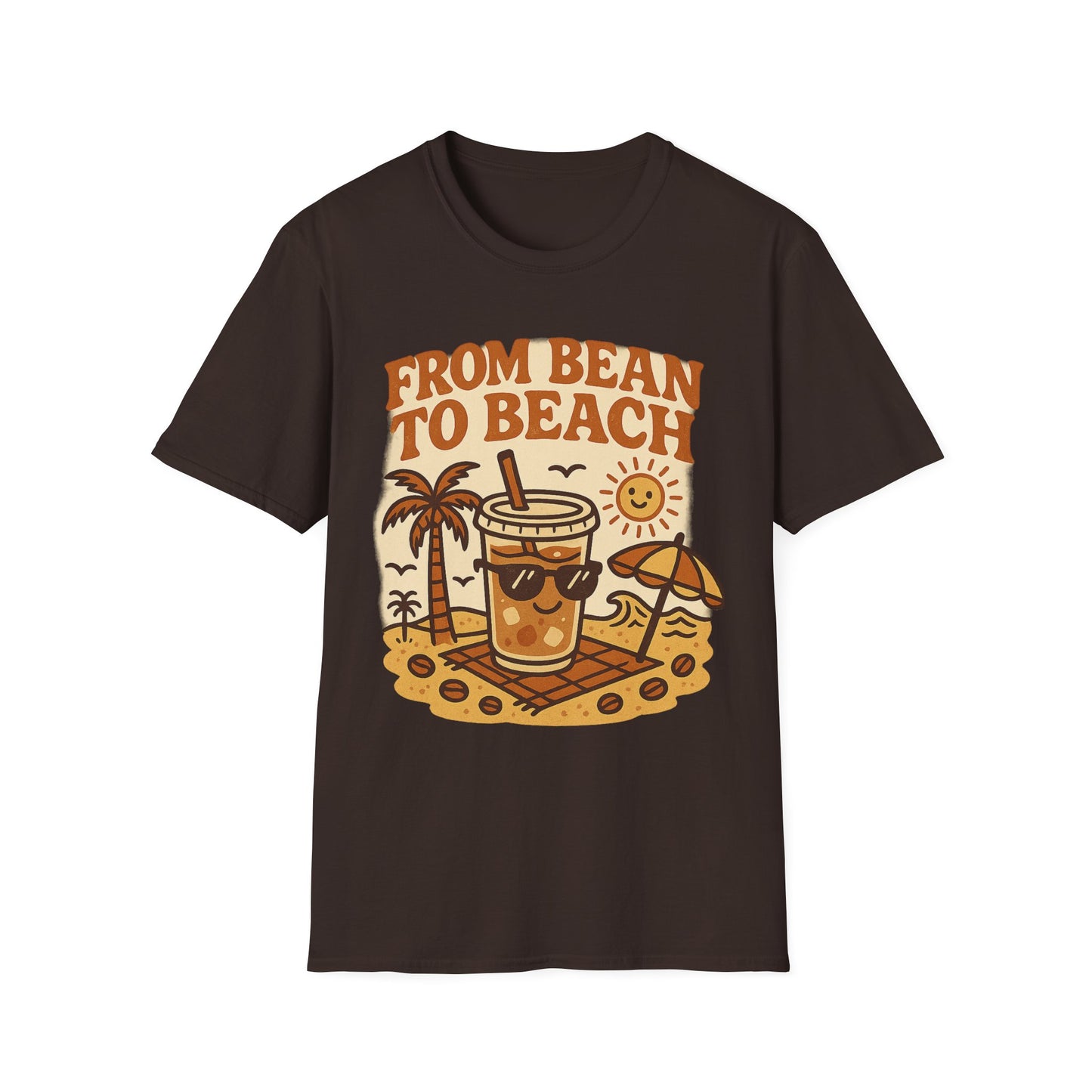 From Bean To Beach- Funny Coffee T-Shirt