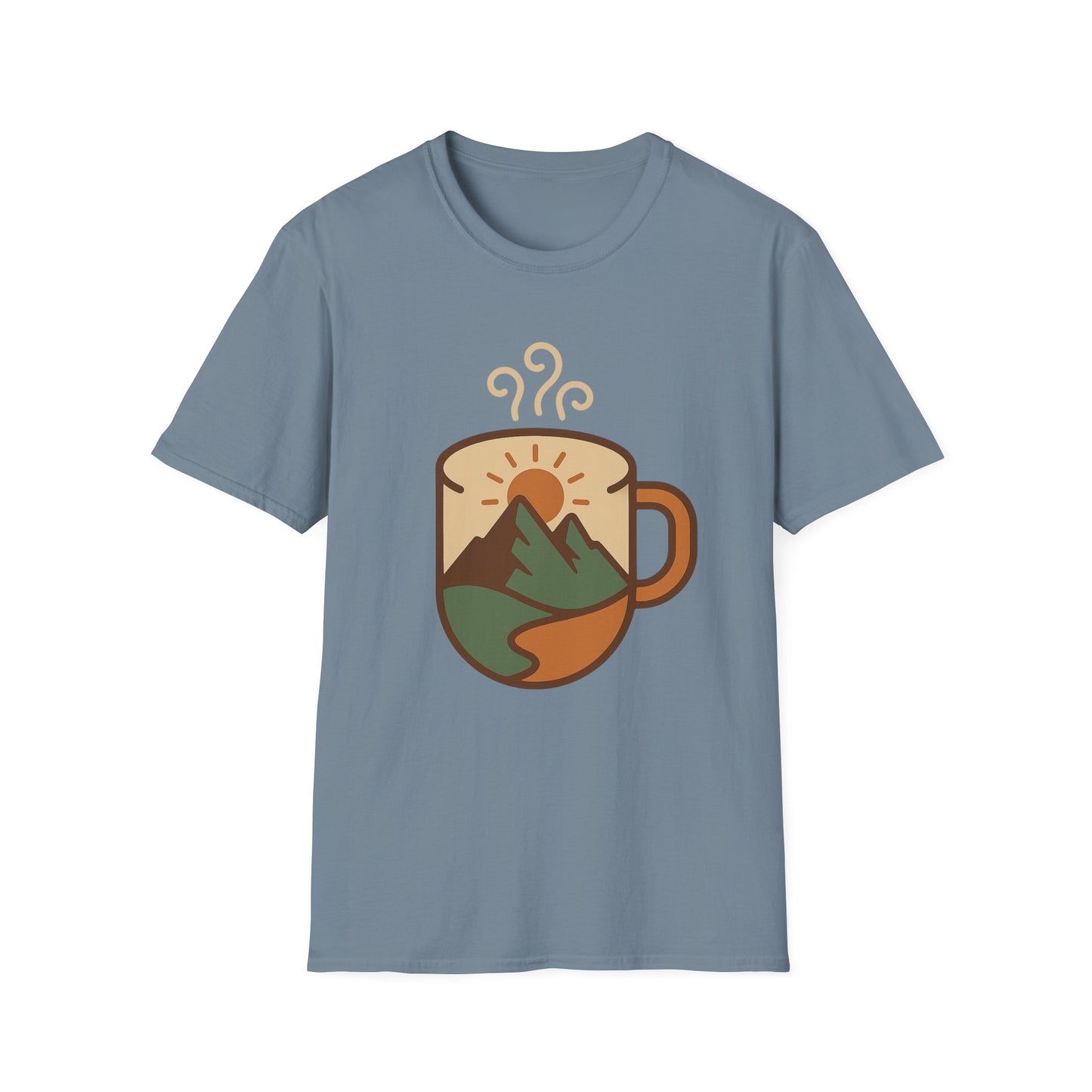 Coffee Cup Mountain Scene -  Funny Coffee T-Shirt