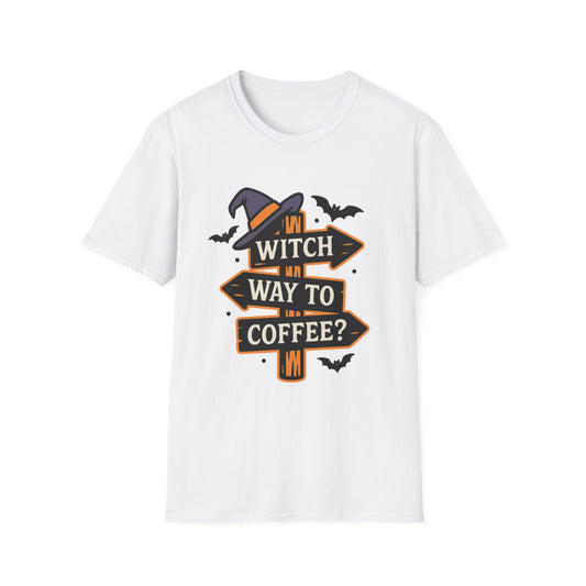 Witch Way to Coffee? -  Funny Halloween Coffee T-Shirt