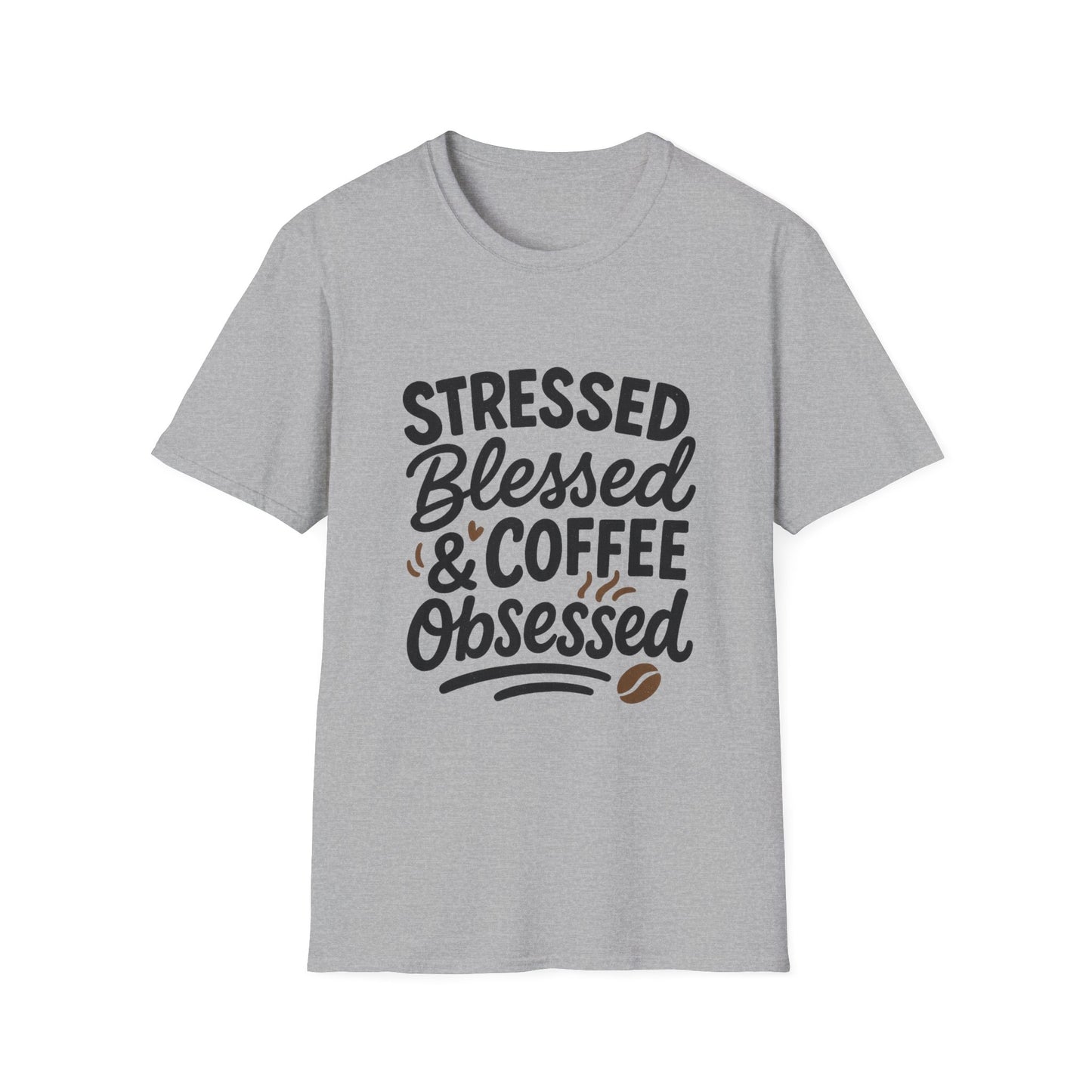 Stressed, Blessed & Coffee Obsessed -  Funny Halloween Coffee T-Shirt