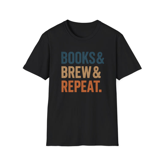 Books, Brew & Repeat -  Funny Coffee T-Shirt