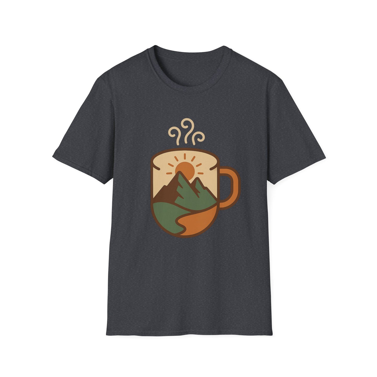 Coffee Cup Mountain Scene -  Funny Coffee T-Shirt
