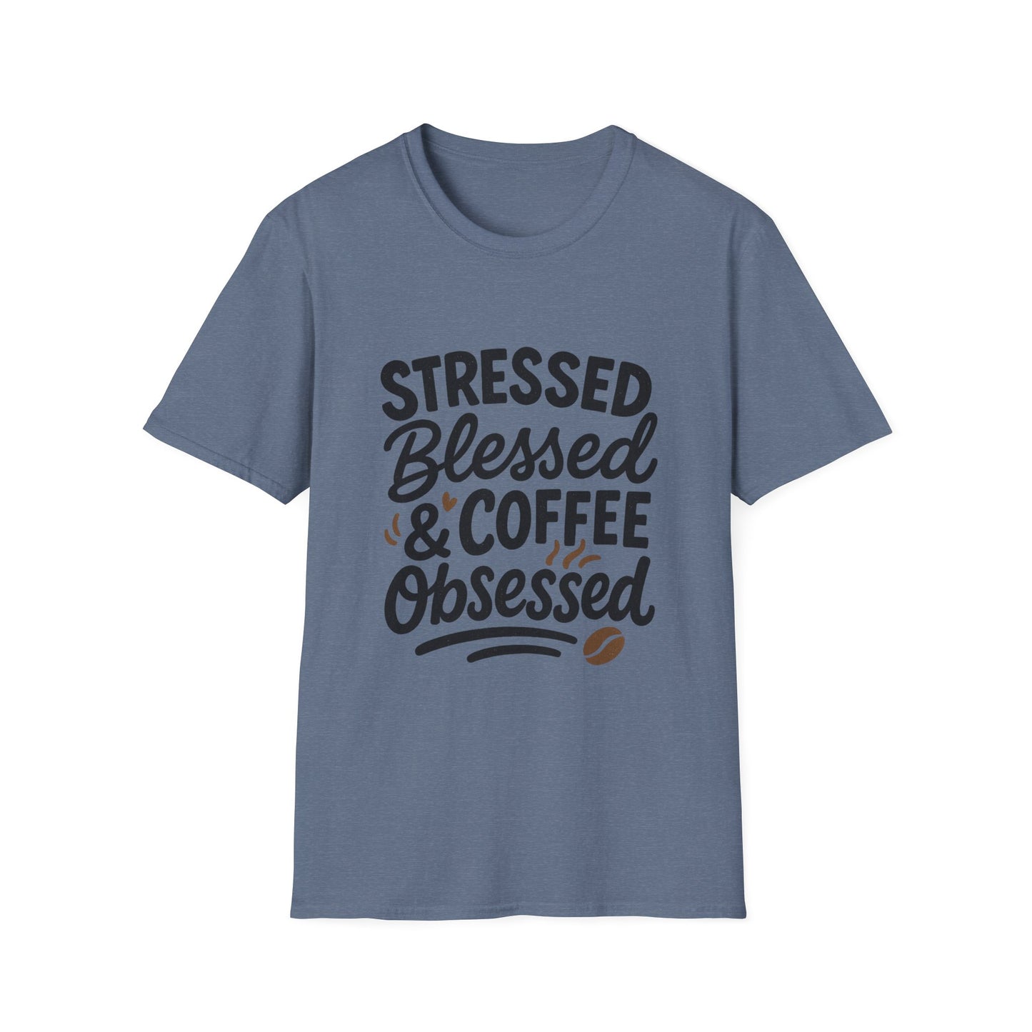 Stressed, Blessed & Coffee Obsessed -  Funny Halloween Coffee T-Shirt