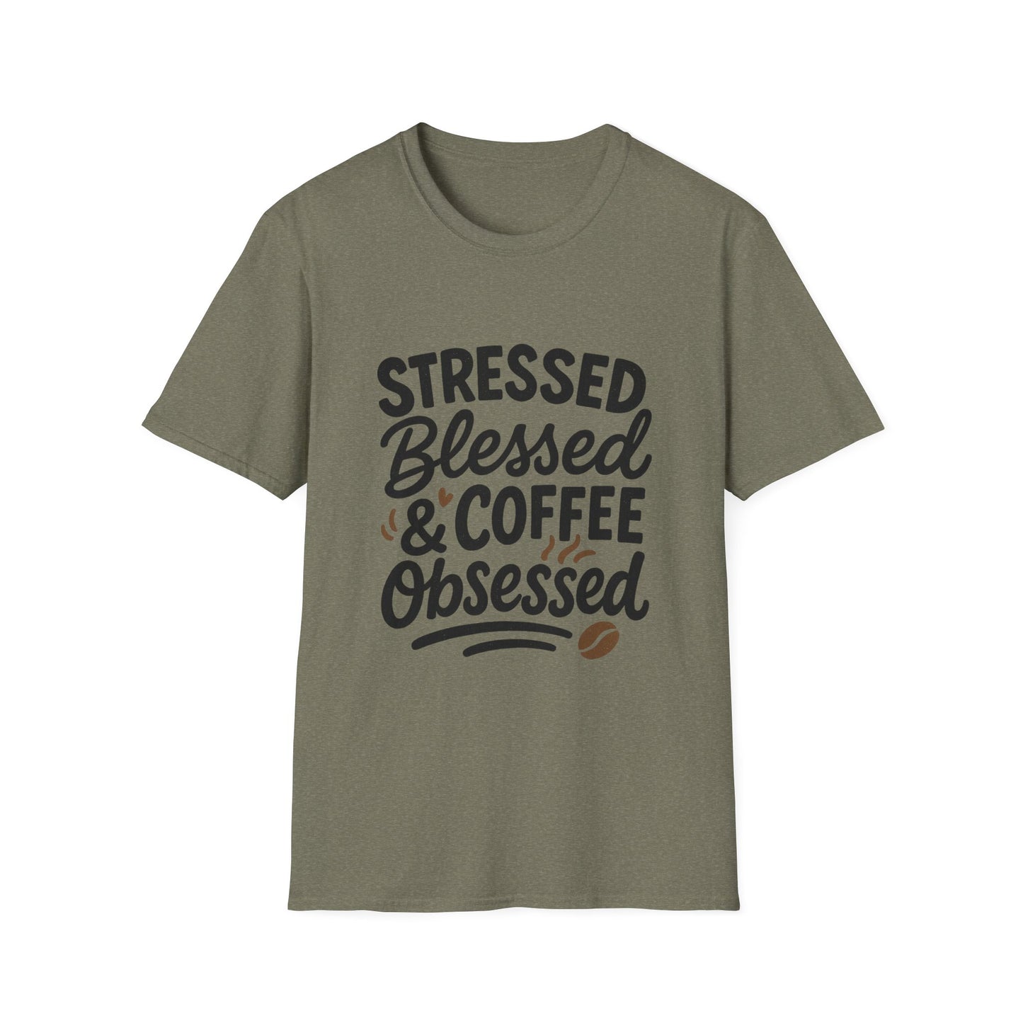 Stressed, Blessed & Coffee Obsessed -  Funny Halloween Coffee T-Shirt