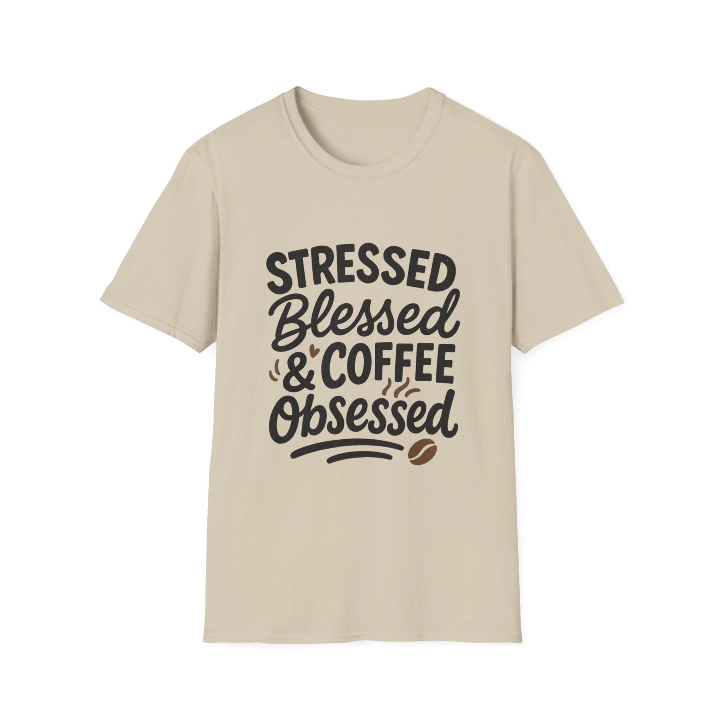 Stressed, Blessed & Coffee Obsessed -  Funny Halloween Coffee T-Shirt