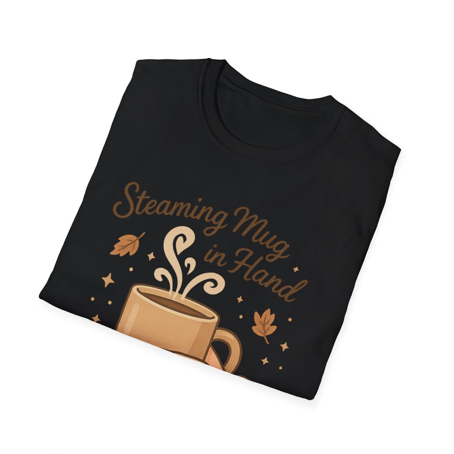 Steaming Mug In Hand -  Funny Coffee T-Shirt