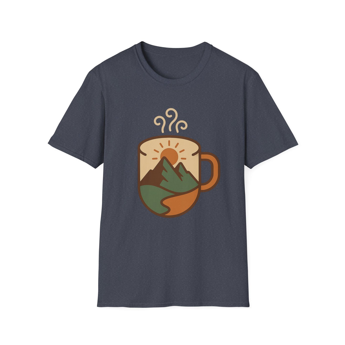 Coffee Cup Mountain Scene -  Funny Coffee T-Shirt