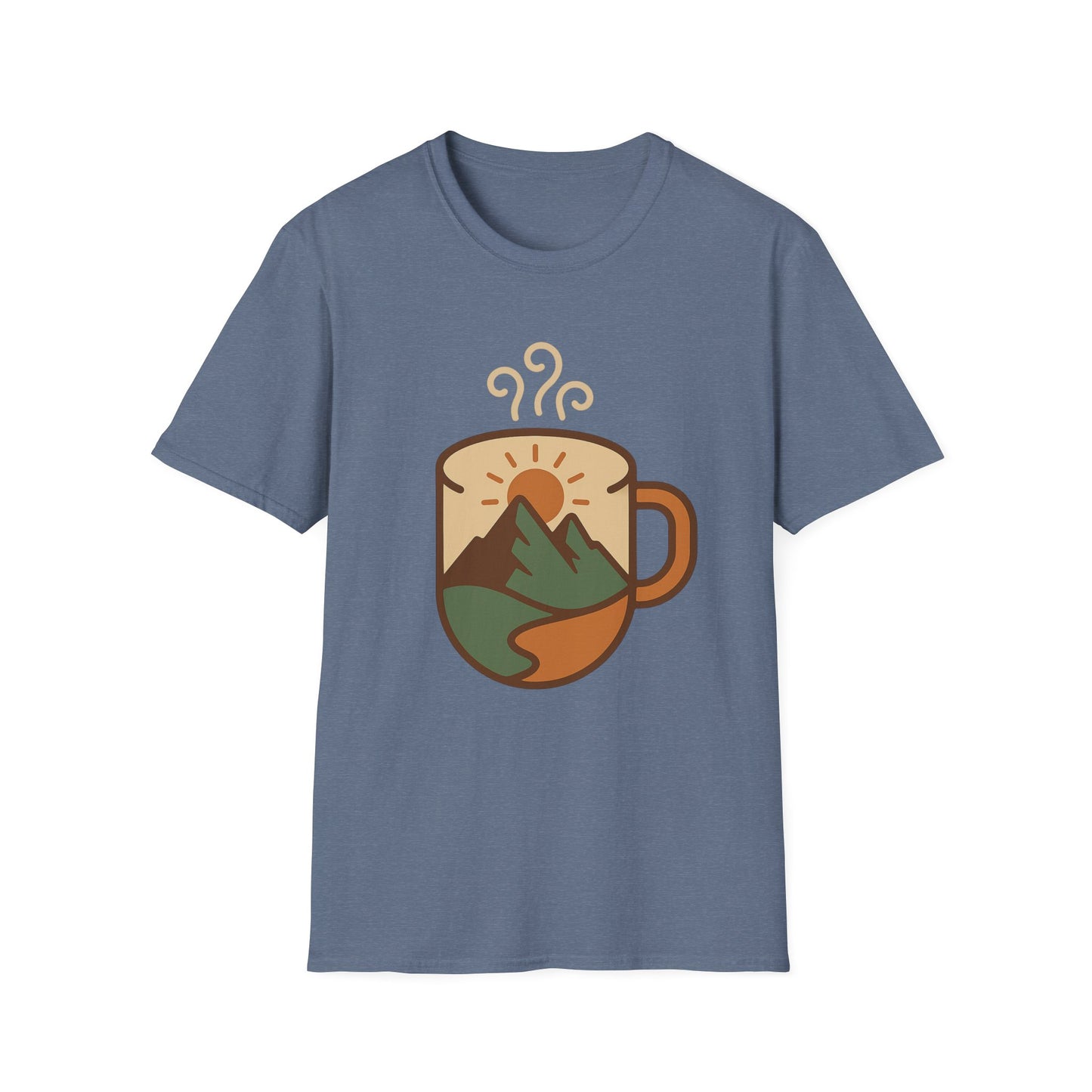 Coffee Cup Mountain Scene -  Funny Coffee T-Shirt