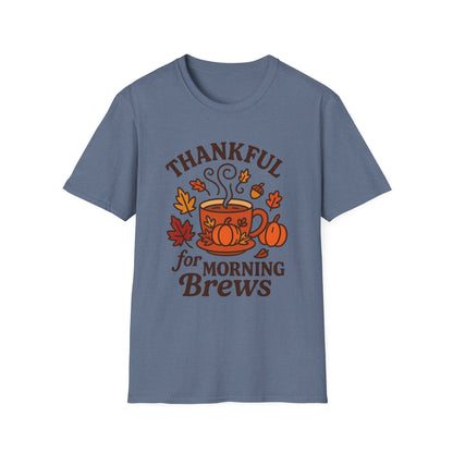 Thankful for Morning Brews -  Funny Thanksgiving Coffee T-Shirt