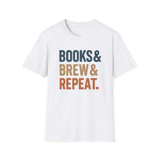 Books, Brew & Repeat -  Funny Coffee T-Shirt