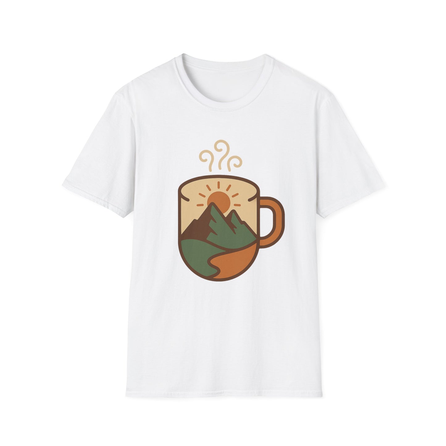 Coffee Cup Mountain Scene -  Funny Coffee T-Shirt