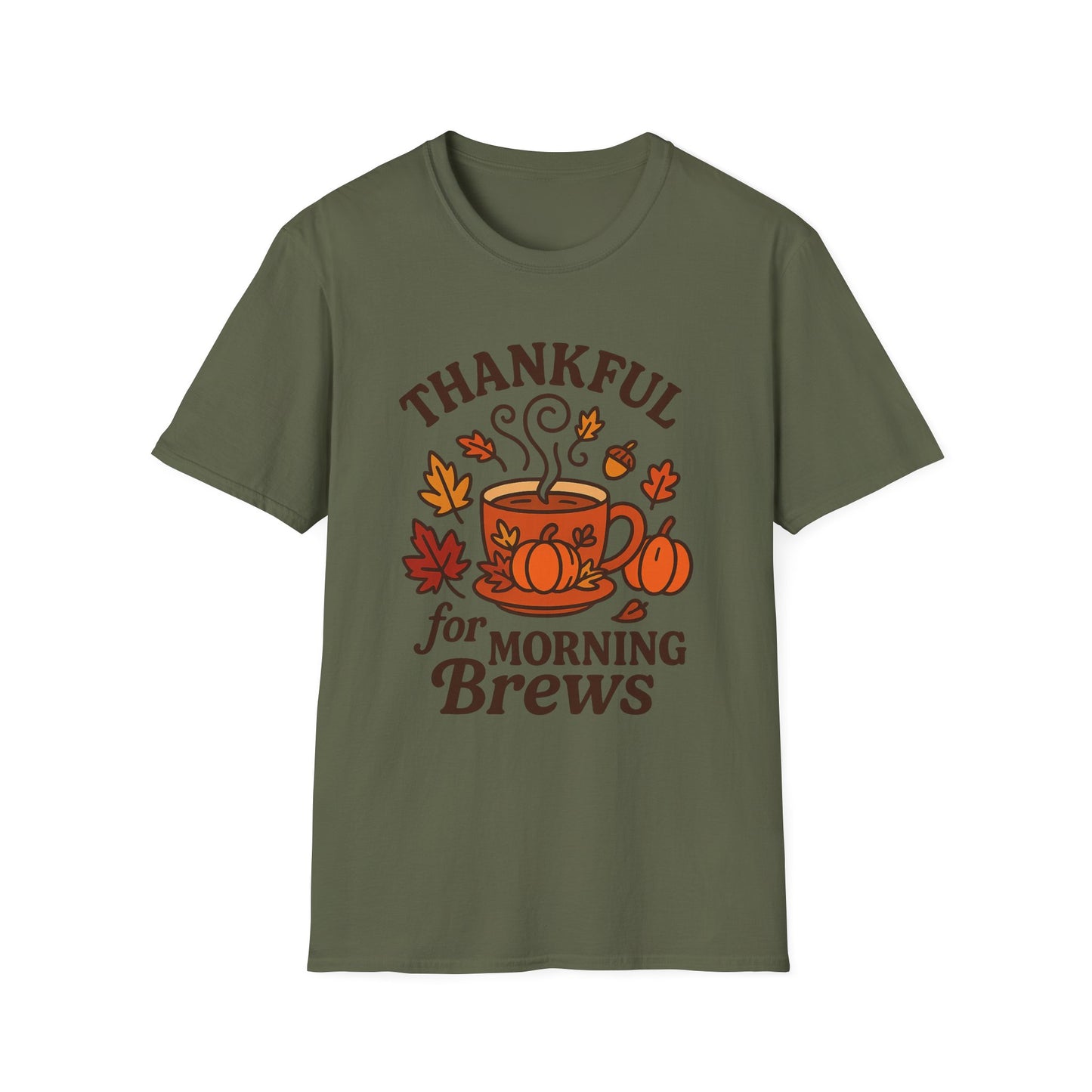 Thankful for Morning Brews -  Funny Thanksgiving Coffee T-Shirt