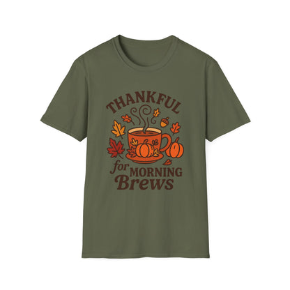 Thankful for Morning Brews -  Funny Thanksgiving Coffee T-Shirt