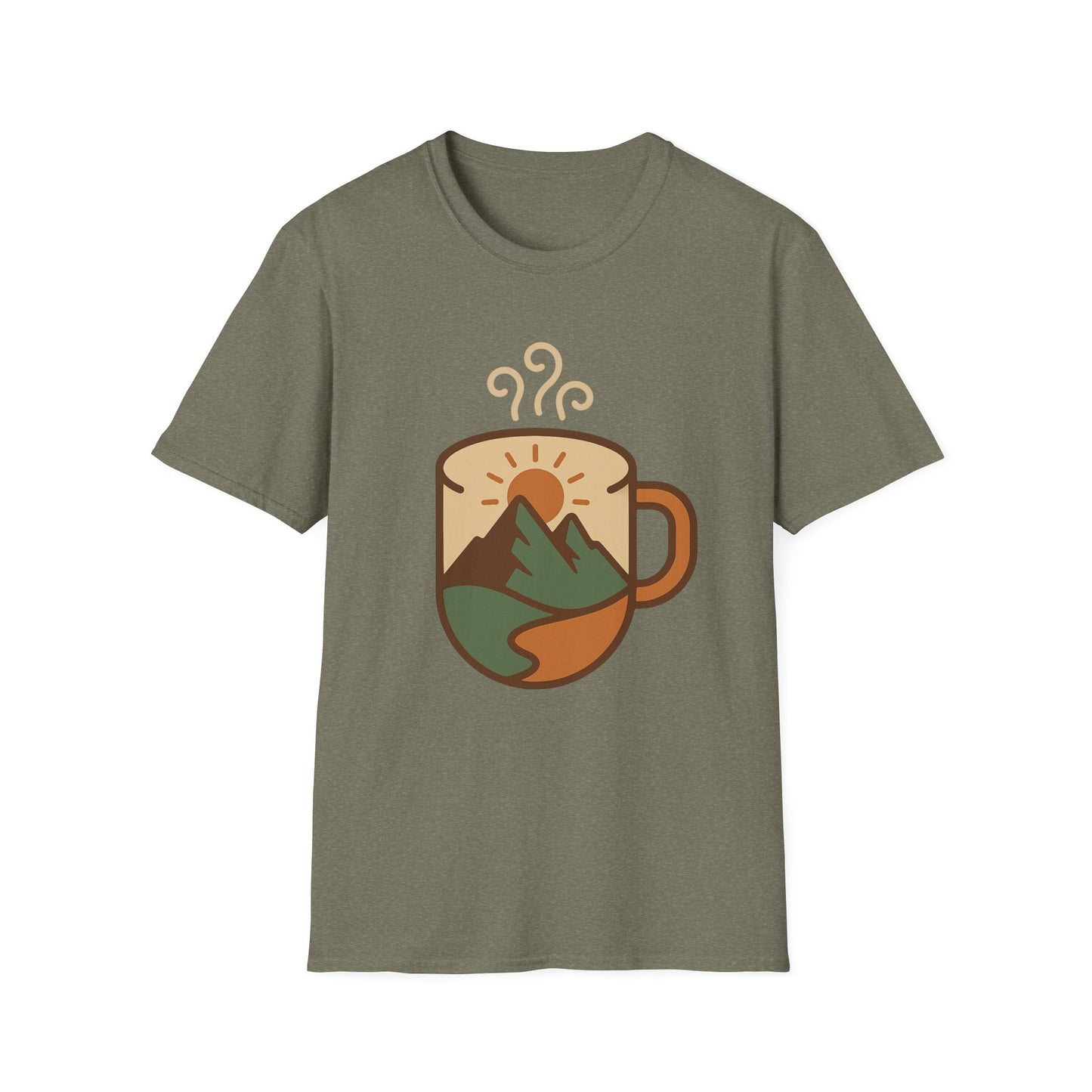 Coffee Cup Mountain Scene -  Funny Coffee T-Shirt