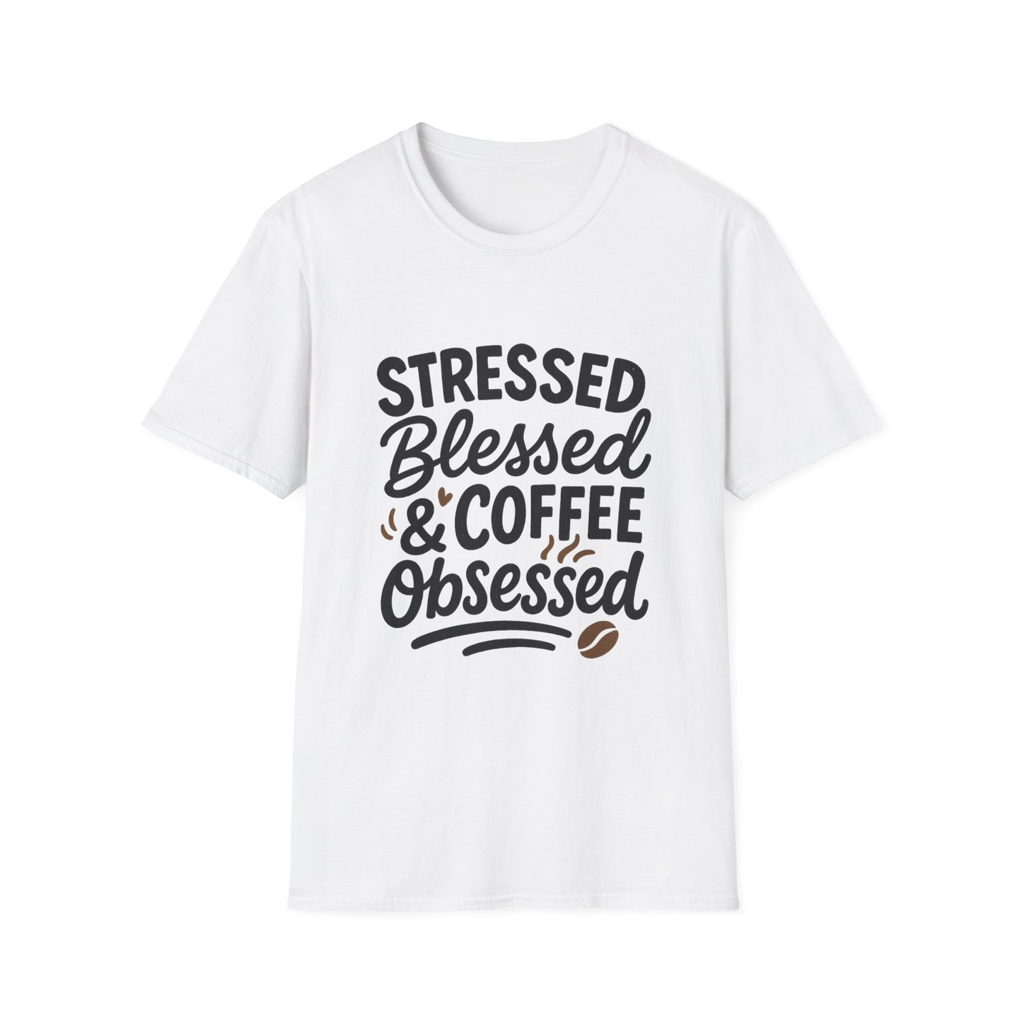 Stressed, Blessed & Coffee Obsessed -  Funny Halloween Coffee T-Shirt
